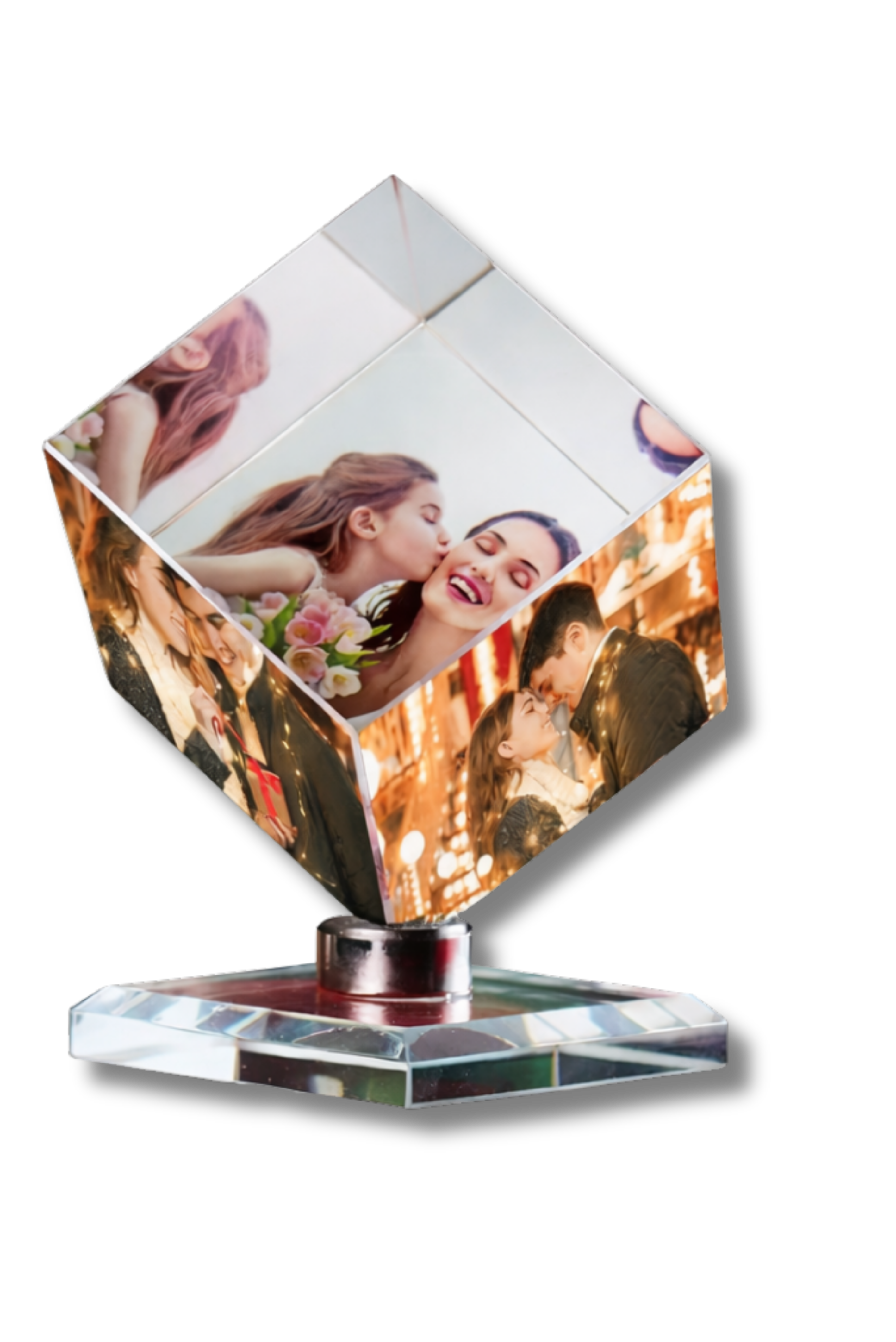 Crystal Rotating Photo Cube Trophy