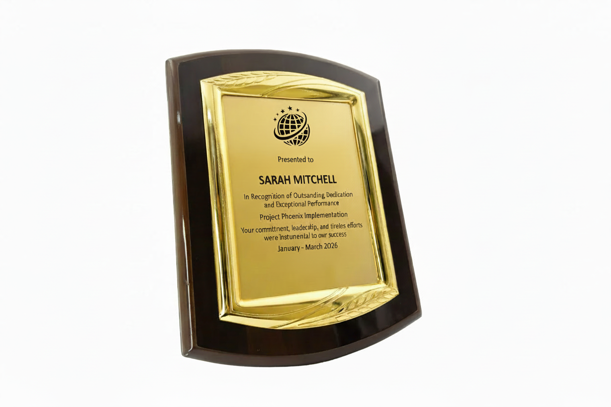 Prestige Gold Mirror Award Plaque