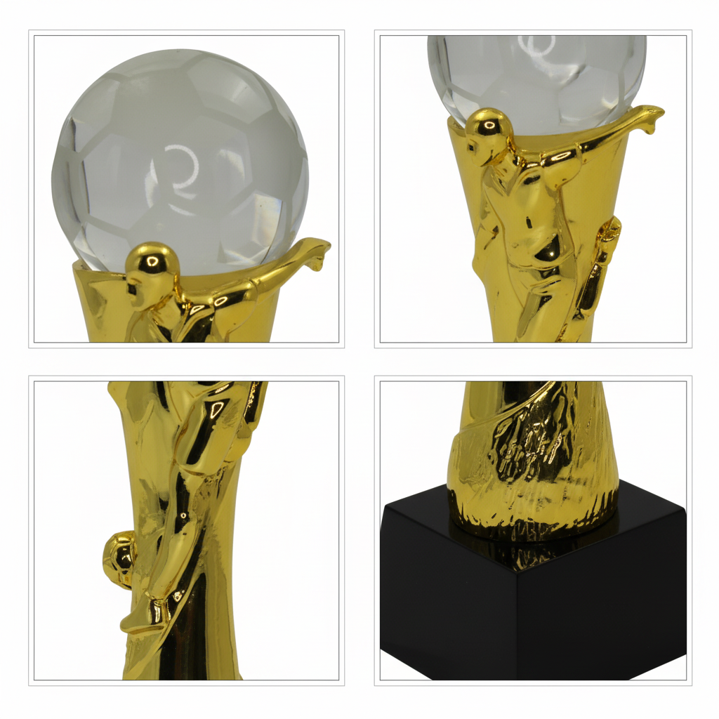 Gold Football Action Trophy