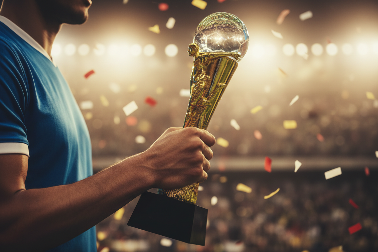 Gold Football Action Trophy