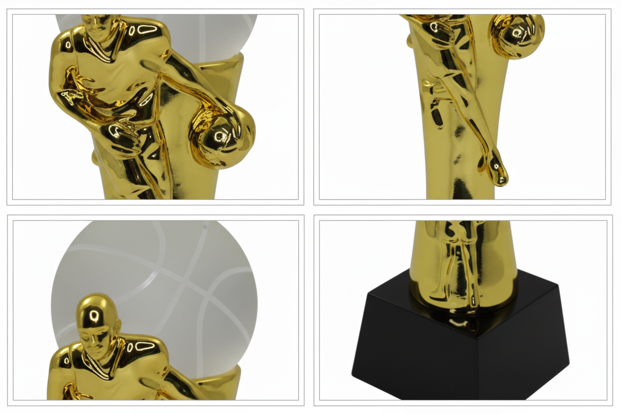 Gold Basketball Action Trophy