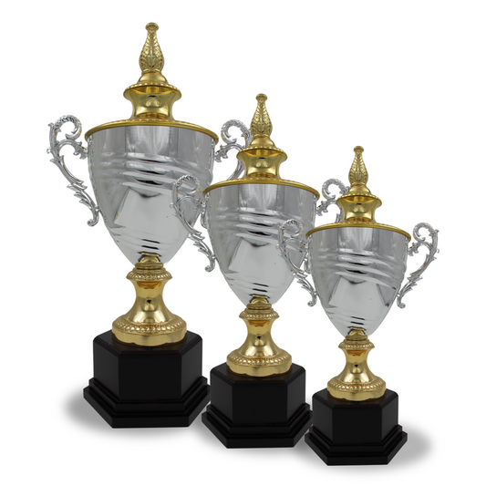 Set of 3 Golden-Silver Metal Trophy F001