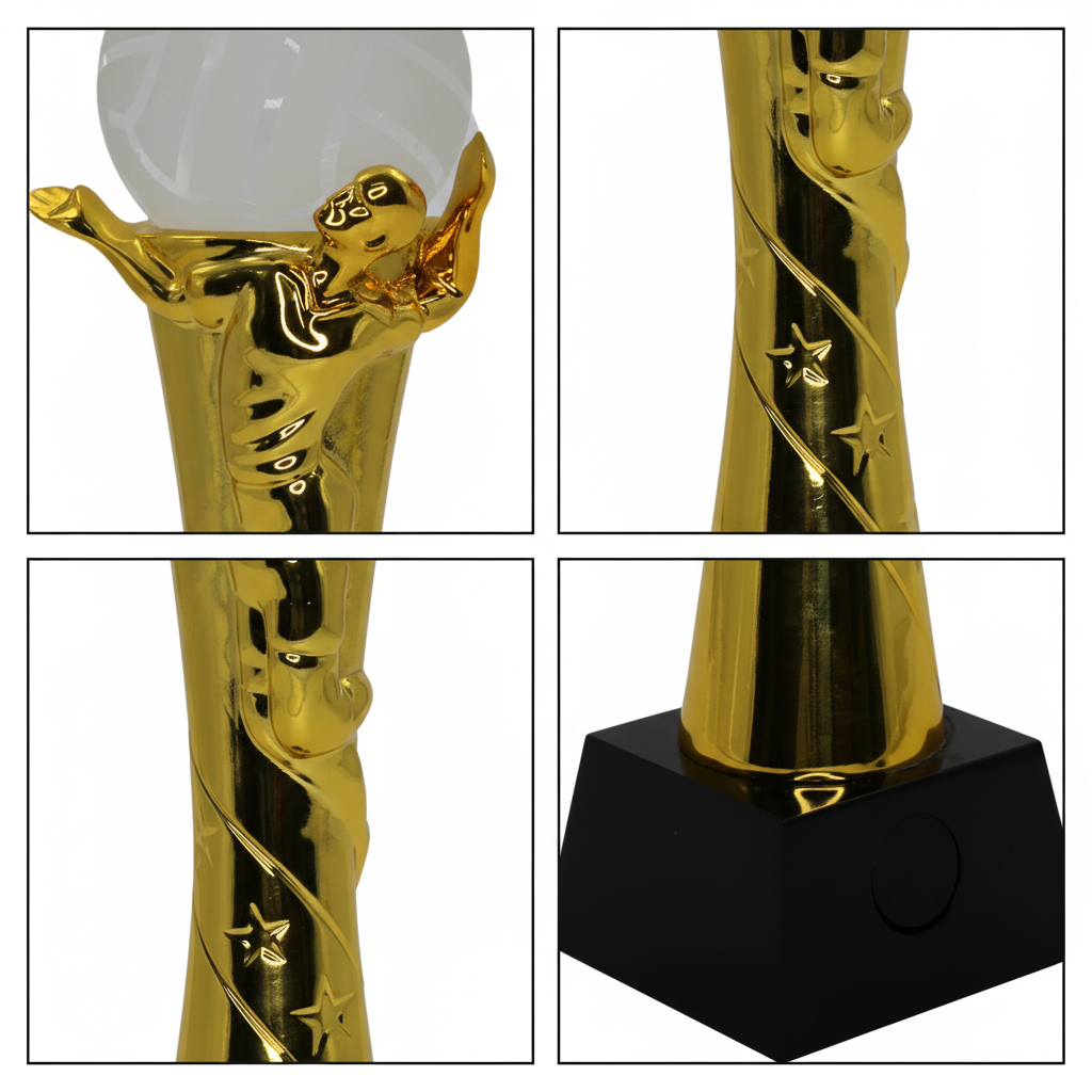 Gold Volleyball Action Trophy