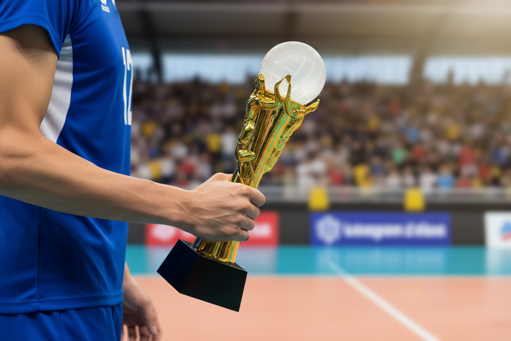 Gold Volleyball Action Trophy